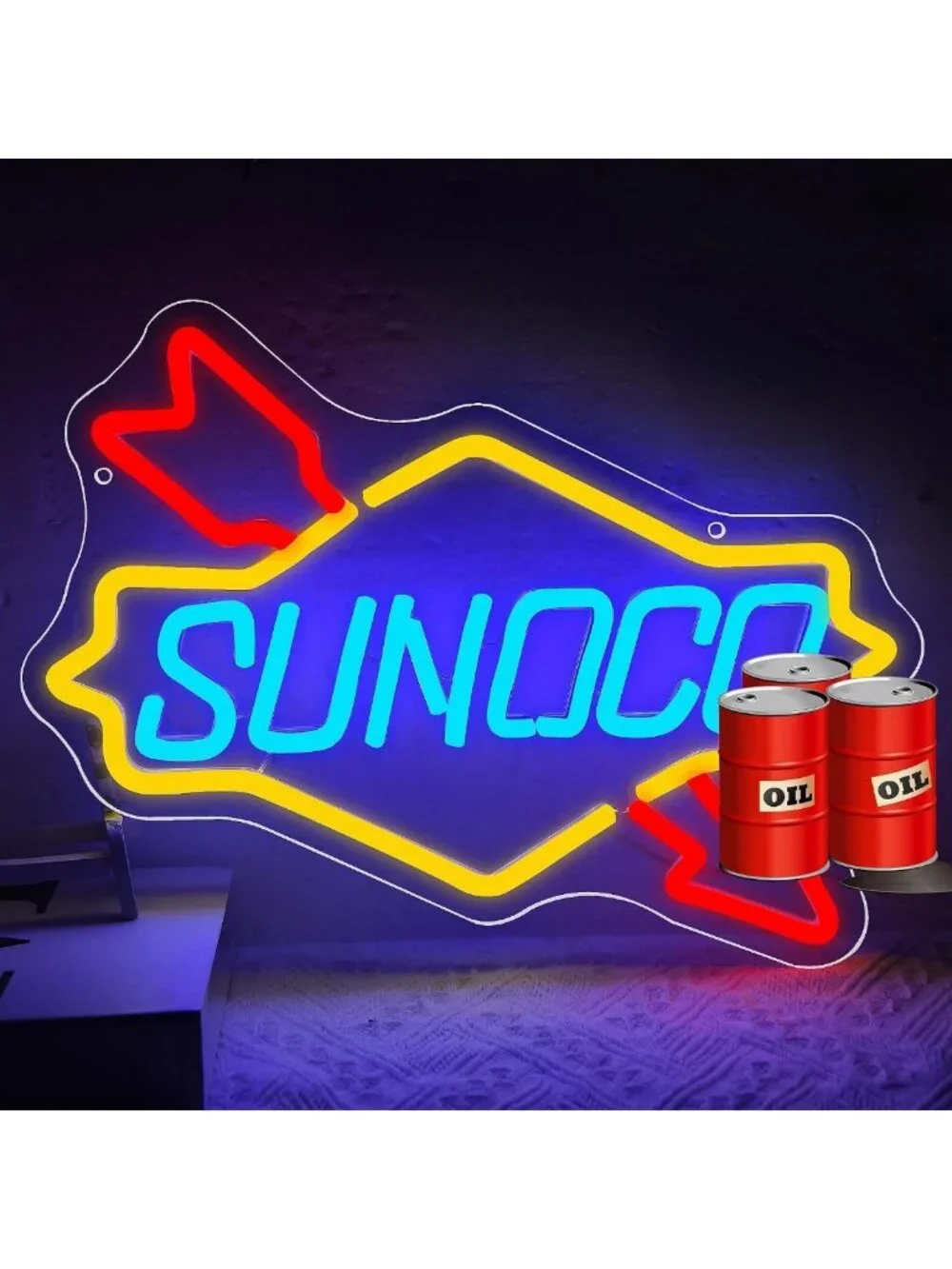 Vibrant Neon Wall Sign for Home Decor - LED Gas Station Light for Man Cave